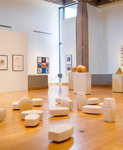 Interior of the Confederation Centre Art Gallery in Charlottetown PEI showcasing artwork in a modern gallery space, ideal indoor rainy day activity