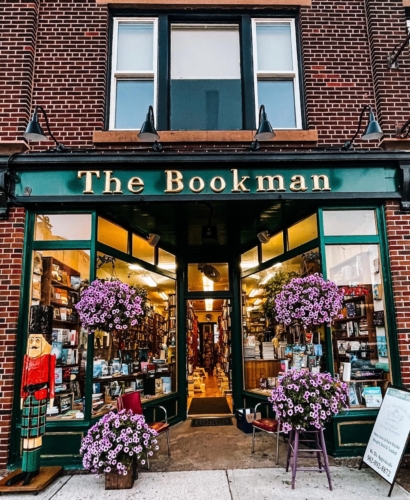 Interior of The Bookmark bookstore in Charlottetown PEI with shelves of books, a cozy indoor spot for a rainy day