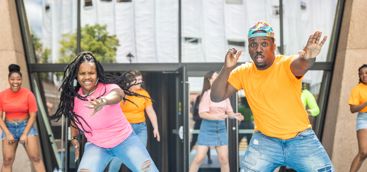 Outdoor live performance at the Confederation Centre of the Arts stage in downtown Charlottetown, Prince Edward Island.