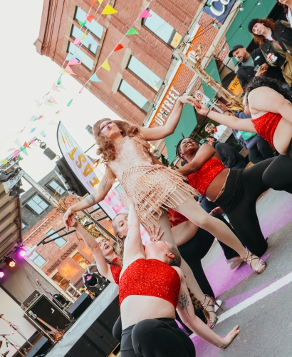 Dancers performing at a street feast festival in Charlottetown, Prince Edward Island