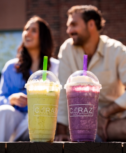 Freshly made smoothies served at Founders Food Hall & Market in downtown Charlottetown, Prince Edward Island.